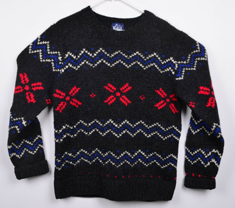 Vtg Woolrich Men's Sz XL SHRUNK 100% Wool Fair Isle Chunky Knit Pullover Sweater