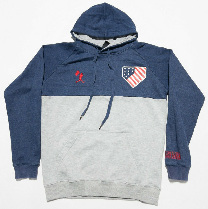 Baseballism Men's Small Gray Blue Two-Tone USA Flag Pullover Hooded Sweatshirt