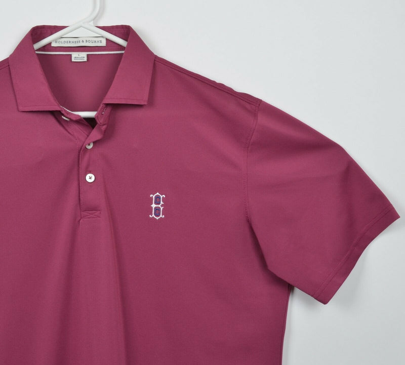 Holderness & Bourne Men's Large Tailored Fit Magenta Red Wicking Golf Polo Shirt