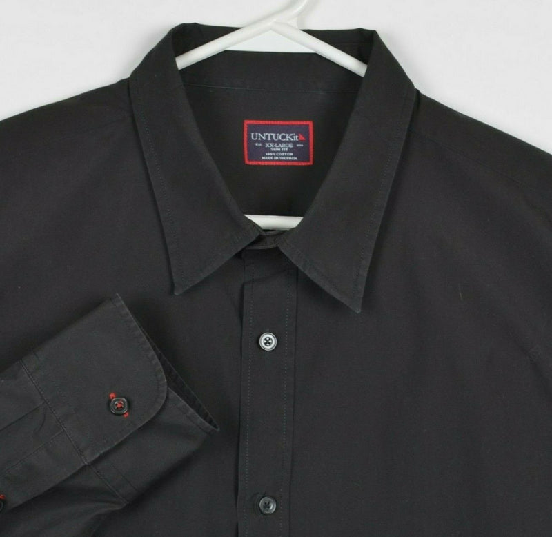 UNTUCKit Men's 2XL Slim Fit Solid Black Formal Casual Button-Front Shirt