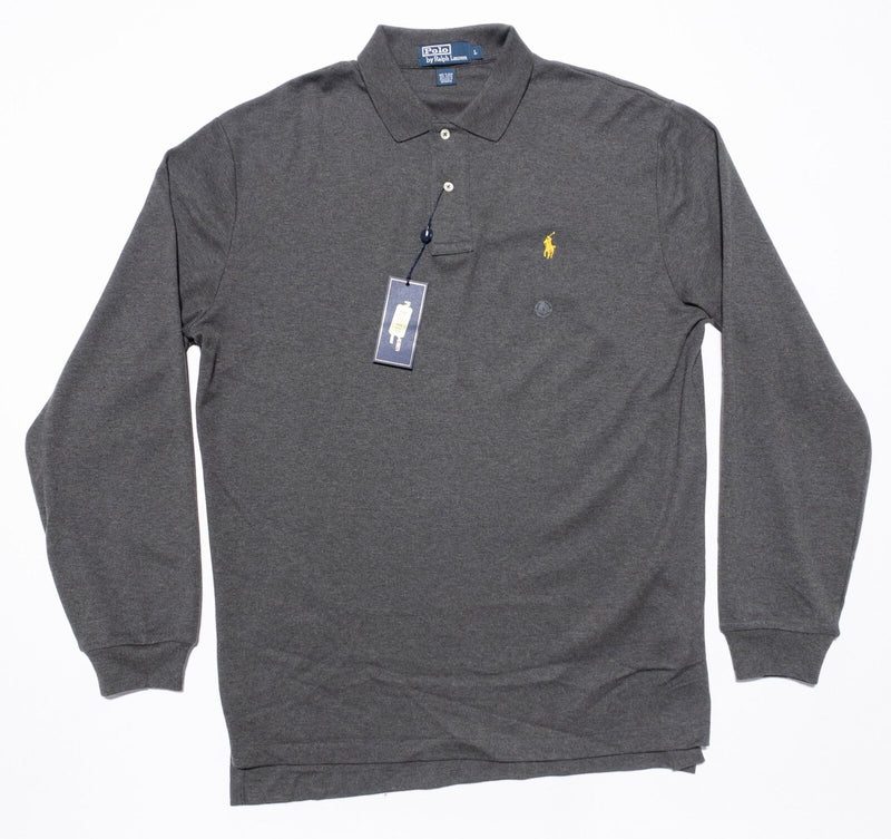 Polo Ralph Lauren Long Sleeve Polo Men's Large Solid Gray Interlock New