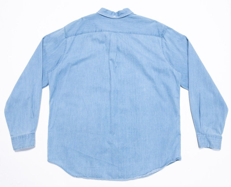 Illinois Fighting Illini Denim Shirt XL Men's Lands End Vintage 90s Blue