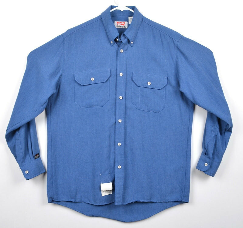 Bulwark FR Men's Sz Medium Flame Resistant Blue Button-Down Work Uniform Shirt