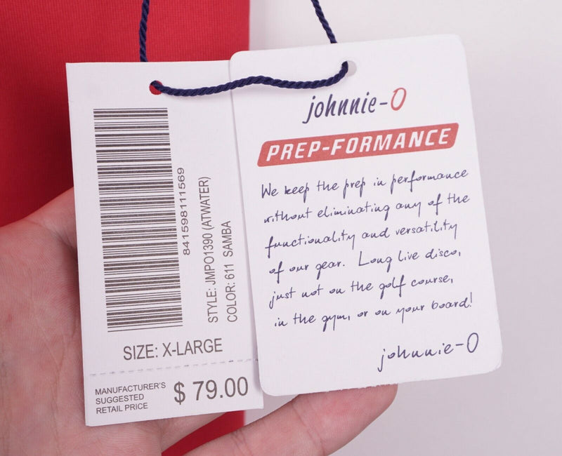 Johnnie-O Prep-Formance Men's Sz XL Solid Red Surfer Logo Golf Pocket Polo Shirt