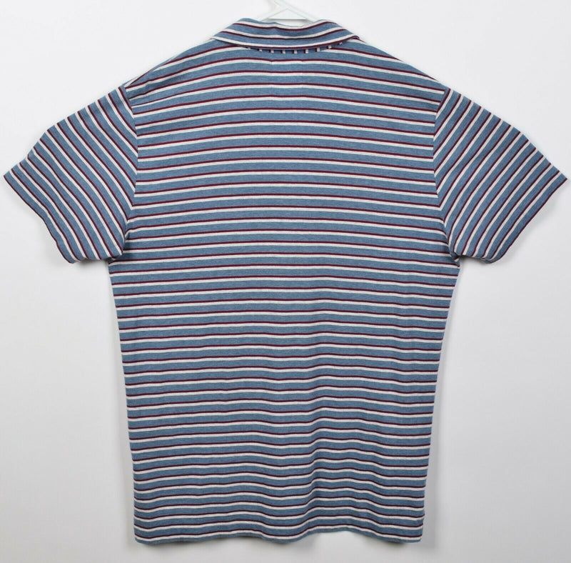 Billy Reid Men's XL Blue Striped Short Sleeve Designer Modern Pocket Polo Shirt