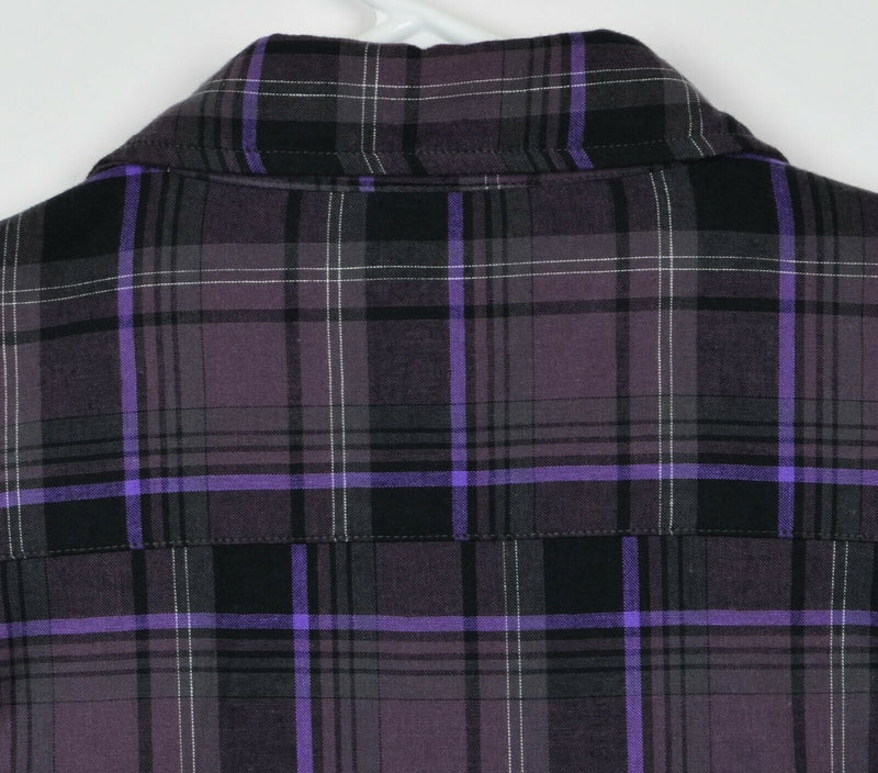 Carbon 2 Cobalt Men's Large Purple Plaid Button-Front Long Sleeve Flannel Shirt