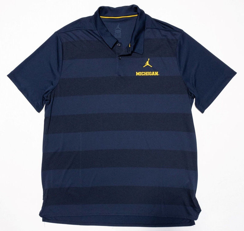 Michigan Wolverines Men's 2XL Air Jordan Jumpman Polo Shirt Wicking Blue Striped