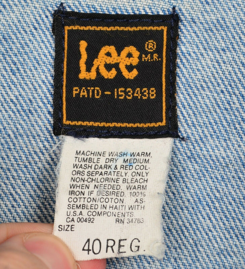 Vintage 90s Lee Riders Men's 40 Reg (Medium) Denim Zig-Zag Stitch Worn Jacket