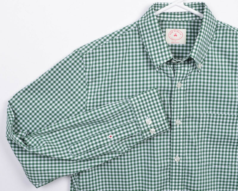 Brooks Brothers Red Fleece Men's Small Cotton Nylon Blend Green Gingham Shirt