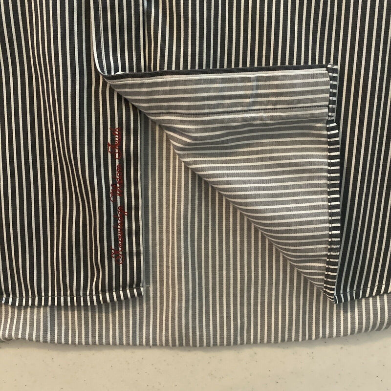 Robert Graham Men's 17/43 (XL) Black White Pinstripe Elegant Button-Front Shirt