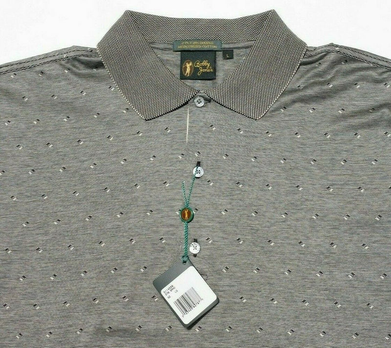 Bobby Jones Polo Shirt Men's Large Gray Geometric Dot Short Sleeve Golf Casual