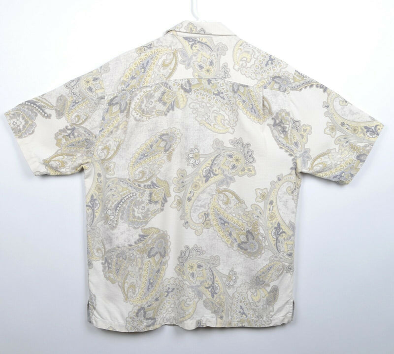 Tommy Bahama Men's Large 100% Silk Paisley Pattern All Over Print Hawaiian Shirt