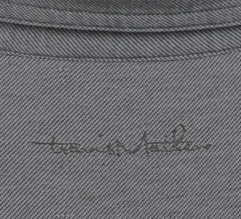 Travis Mathew Men's XL Gray Black Striped Cotton Polyester Blend Golf Polo Shirt