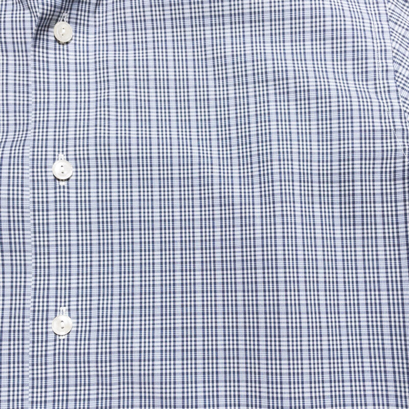 Eton Dress Shirt Men's 15.5/39 Contemporary Blue Plaid Long Sleeve Point Collar