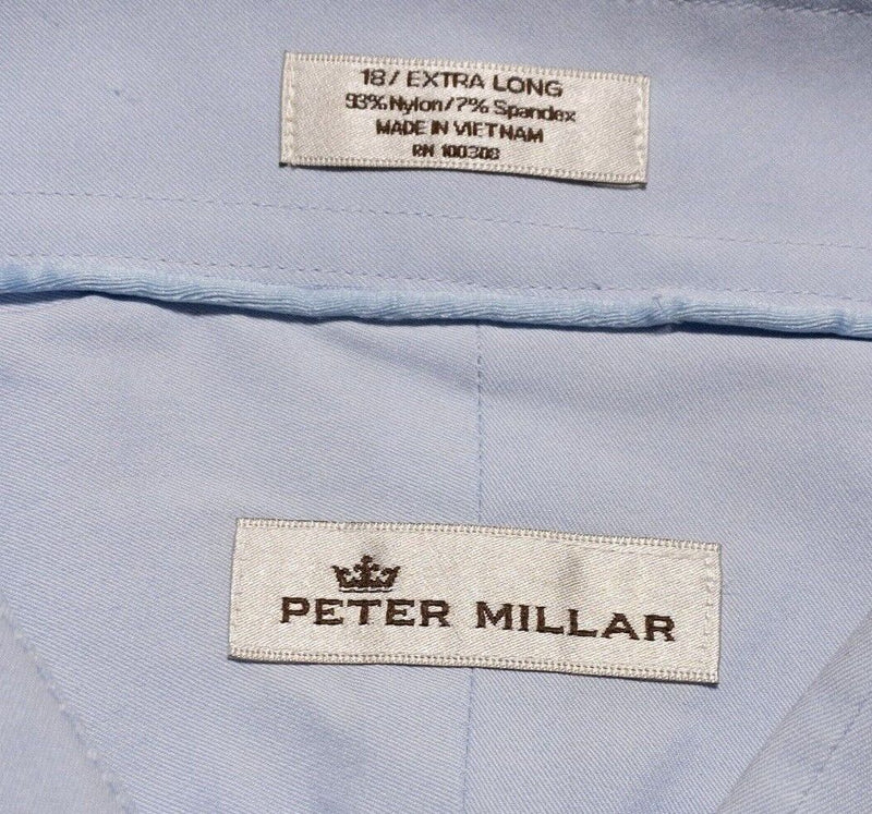 Peter Millar Crown Men's 18 X Long Performance Dress Shirt Blue Nylon Wicking