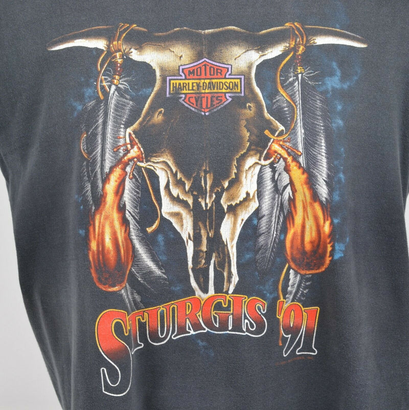 Vintage 1991 Harley-Davidson Men's XL Sturgis Bull Mt Rushmore Tank Top T-Shirt
