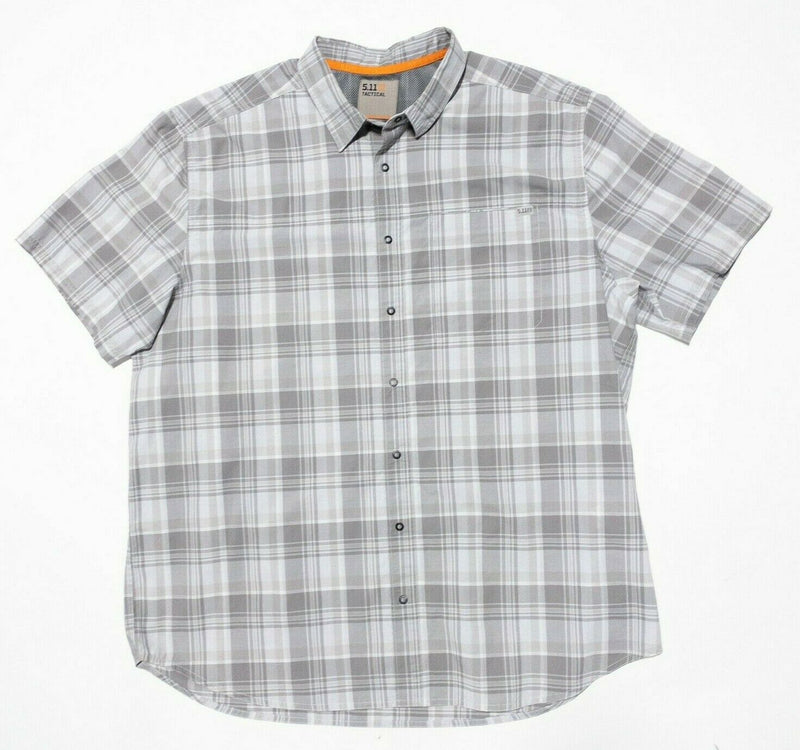 5.11 Tactical Shirt 2XL Men's Snap-Front Gray Plaid Conceal Carry Short Sleeve
