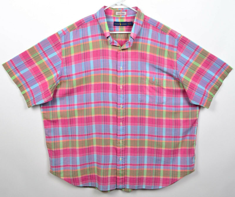 Polo Ralph Lauren Men's 2XB (2XL Big) Indian Madras Pink Plaid Button-Down Shirt