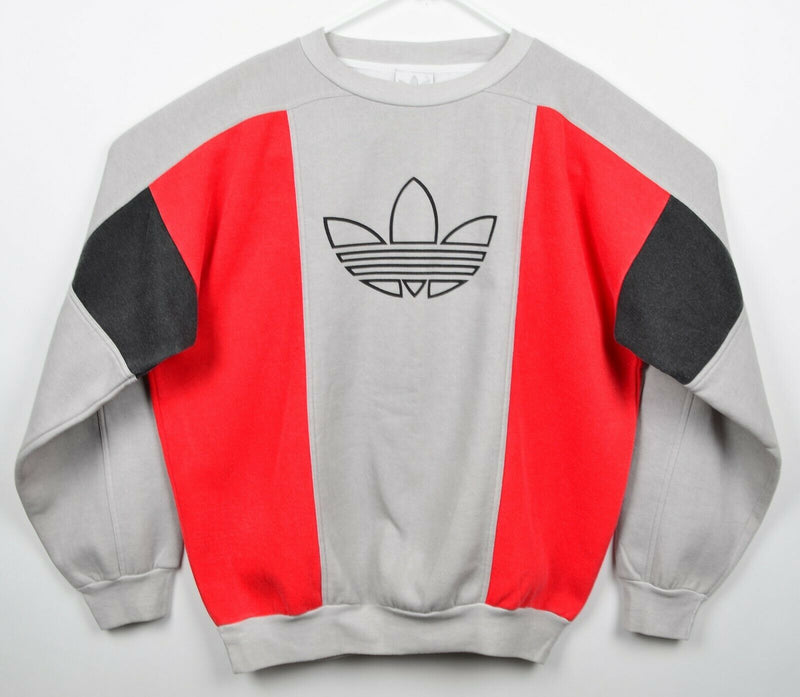 Vtg 80s/90s Adidas Men's Sz XL Trefoil Colorblock Red Gray Pullover Sweatshirt