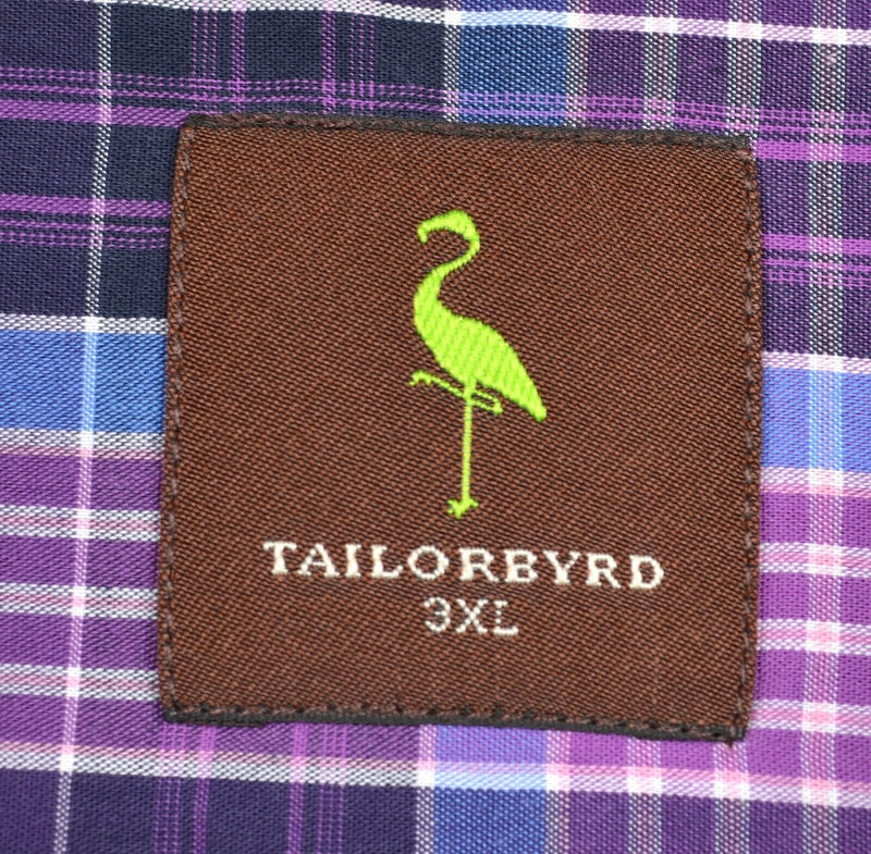 TailorByrd Men's Sz 3XL Flip Cuff Purple Pink Blue Plaid Button-Front Shirt