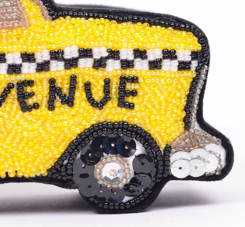 Vintage Saks Fifth Avenue Taxi Cab Clutch Jewelry Box Beaded Sequins