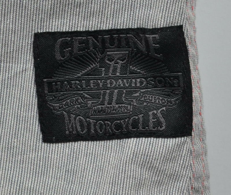 Harley-Davidson Men's 3XL Patches Grease Monkey Gray Woven Button-Front Shirt