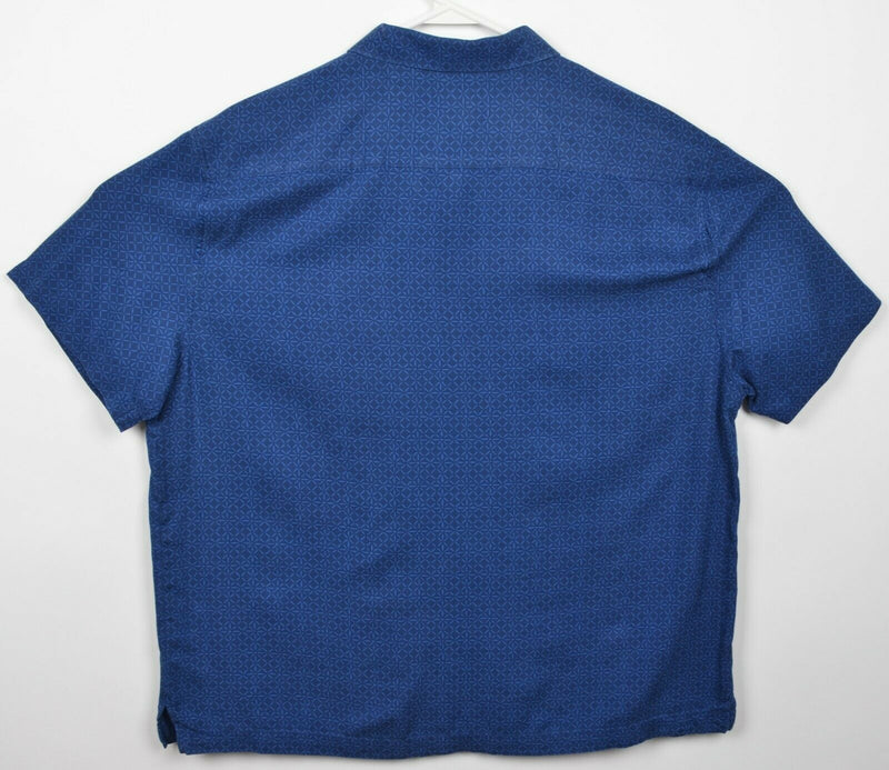 Nat Nast Men's XL Silk Blend Blue Geometric Hawaiian Aloha Camp Shirt
