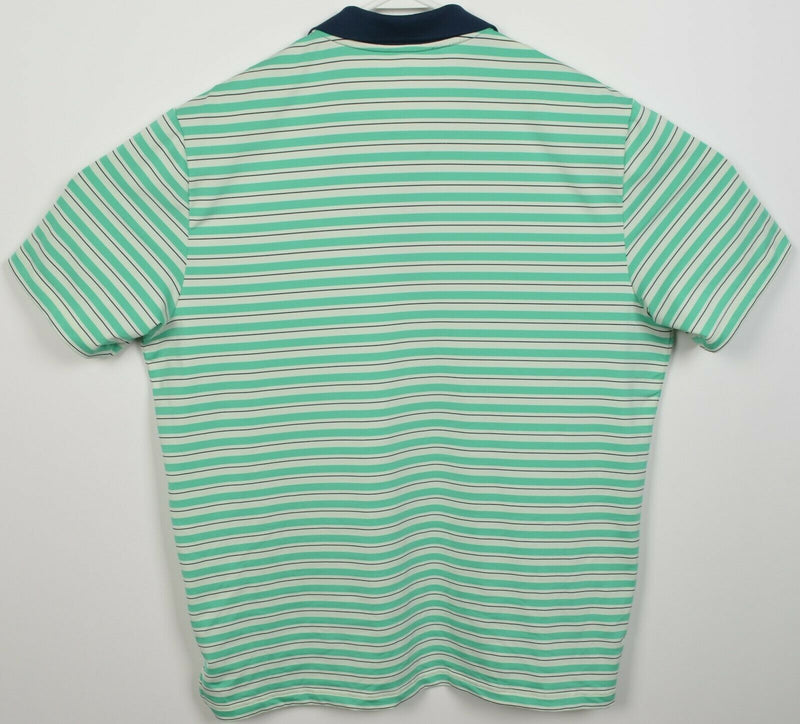 Adidas Men's Large Congressional Country Club Green Striped Wicking Polo Shirt