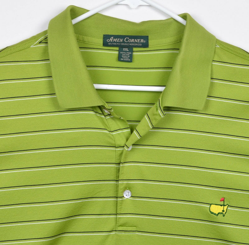 Amen Corner Men's Sz 2XL Masters Golf Green Striped Pima Cotton Golf Polo Shirt