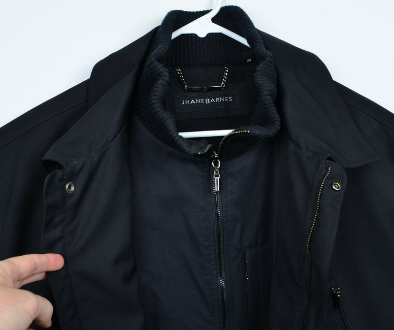 Jhane Barnes Men's 44 Solid Black Double Layer Full Zip Collared Jacket
