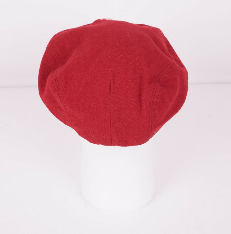 Vtg 70s Wisconsin Badgers Men's Sz Large Wool Blend Solid Red "W" Newsboy Cap