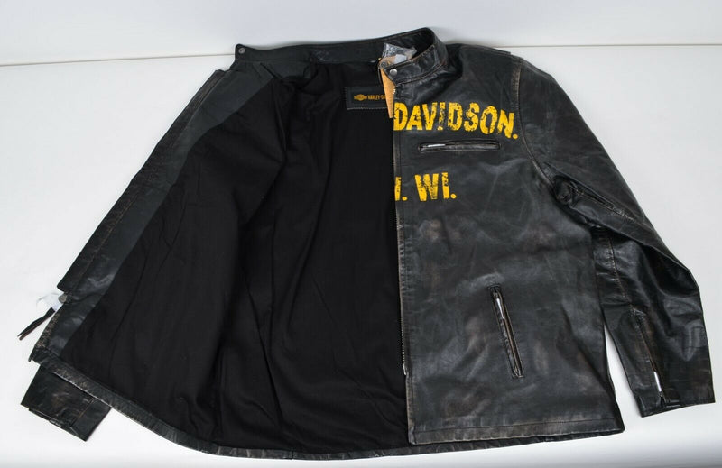 Harley-Davidson Men's 2XL Forge Distressed Black Leather Jacket 97006-18VM