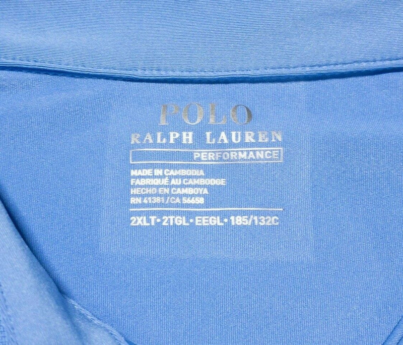 Polo Ralph Lauren Performance 2XLT Men's Golf Polo Wicking Solid Blue Pony Tall