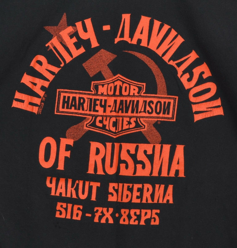 Vtg 90s Harley-Davidson Mens Sz Medium Hammer Sickle USSR Russia Siberia T-Shirt