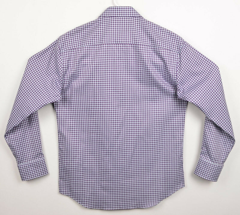 Bugatchi Uomo Men's Sz 15 32/33 Flip Cuff Purple Plaid Check Dress Shirt NWT