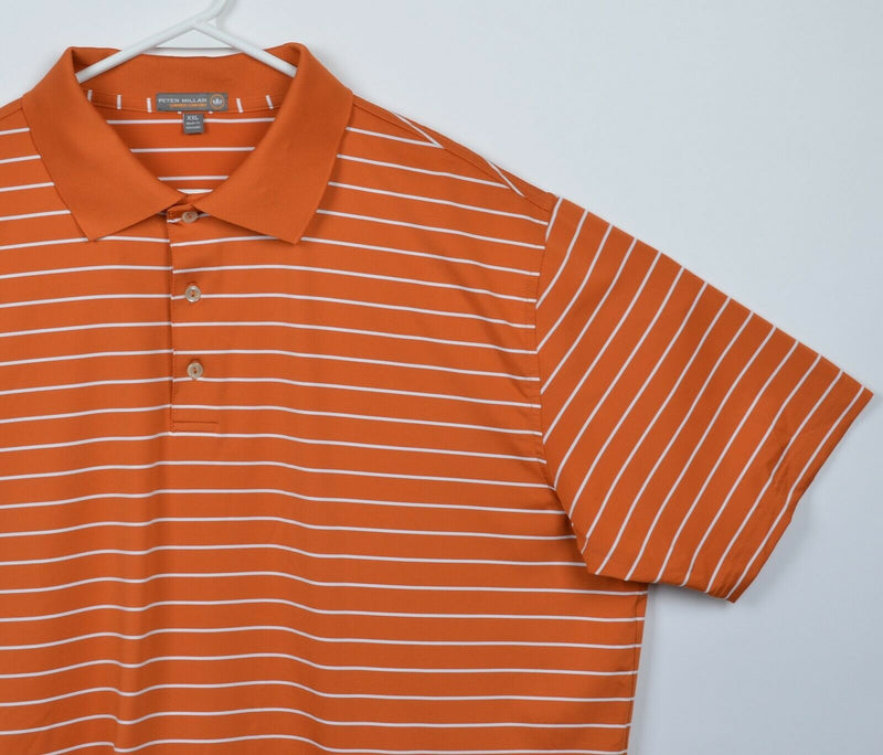 Peter Millar Summer Comfort Men's 2XL Orange Striped Wicking Golf Polo Shirt