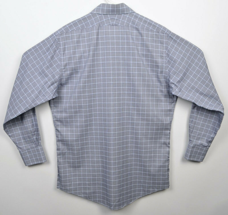 Brooks Brothers Men's 15-32 (Medium) Navy Blue Glen Check Non-Iron Dress Shirt