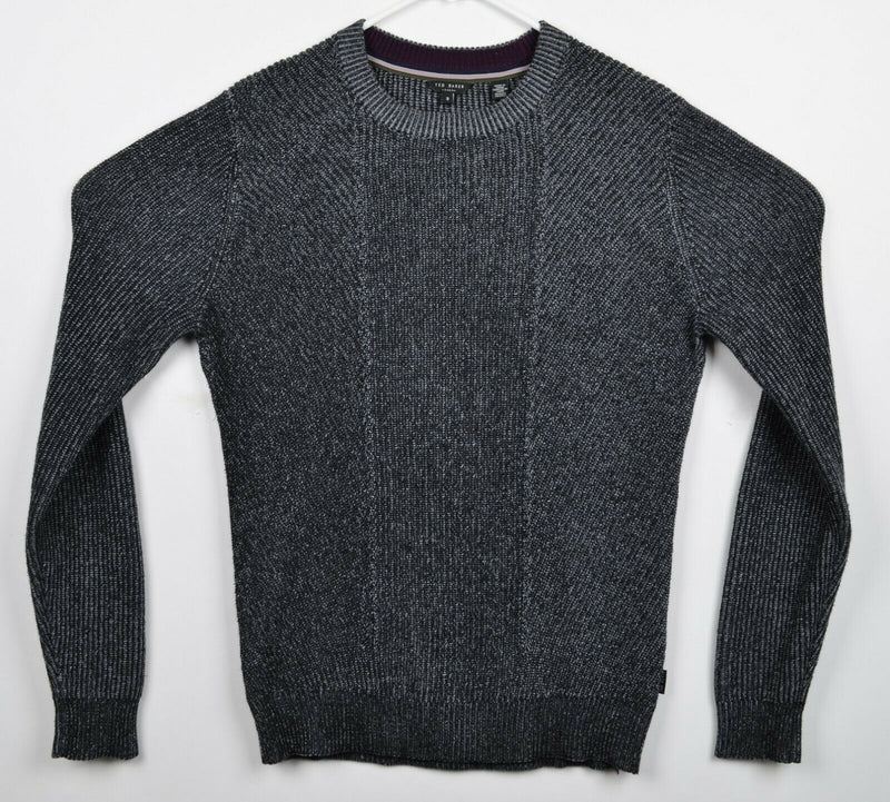 Ted Baker London Men's 3 Gray Knit Cotton Poly Blend Crewneck Pullover Sweater