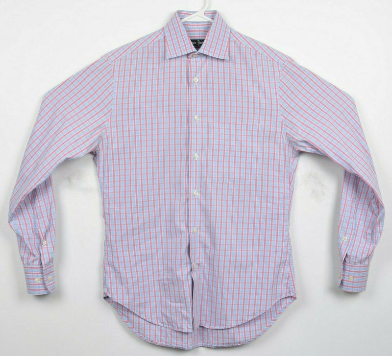 Vintage Gitman Bros. Men's Small Blue Pink Plaid Made in USA Button-Front Shirt