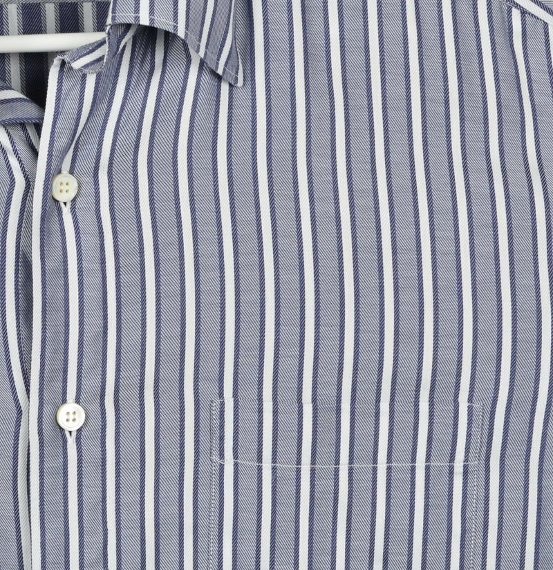 Ermenegildo Zegna Men's Sz Large Gray Striped Made in Italy Long Sleeve Shirt