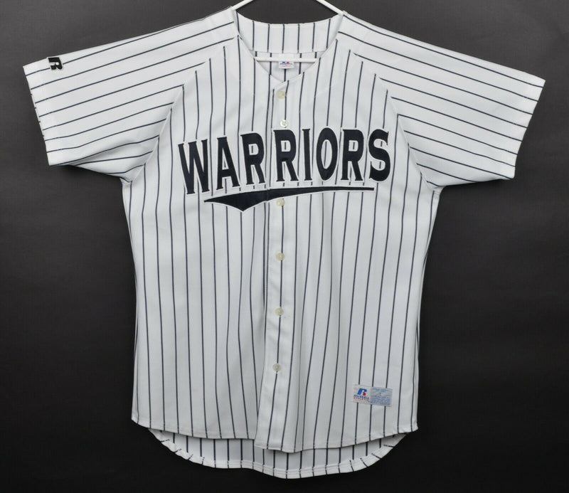 Russell Athletic Men's Sz Large Warriors Sewn Pinstripe USA Made Baseball Jersey