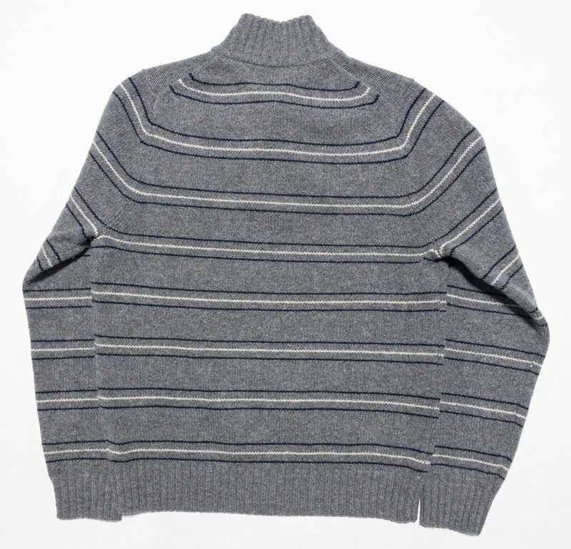 Brooks Brothers Sweater Men's Small Wool Gray Striped Henley Red Fleece