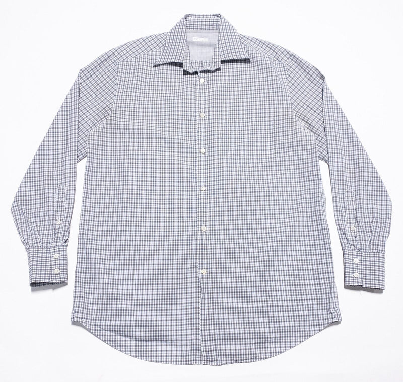 Brunello Cucinelli Dress Shirt Men's 16 (Large) Gray Plaid Check Button-Down