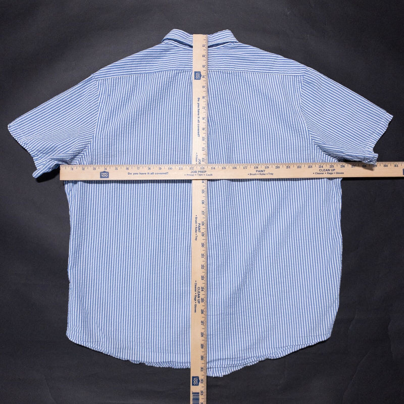 Polo Ralph Lauren Seersucker Shirt Men's 2XL Button-Down Blue White Striped