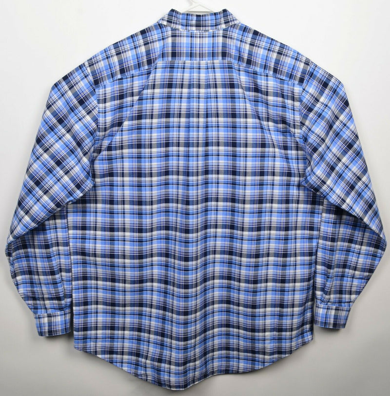 Polo Ralph Lauren Men's XLT (XL Tall) Blue Navy Blue Plaid Button-Down Shirt