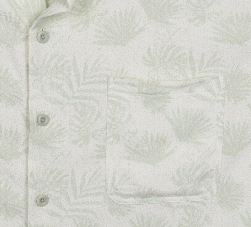 Nat Nast Men's Sz 2XL Silk Blend Floral Dot White Green Hawaiian Aloha Shirt