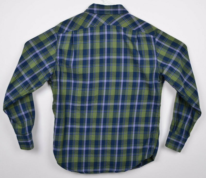 CC Filson Men's Sz Small Green Navy Blue Plaid Flannel Button-Down Shirt