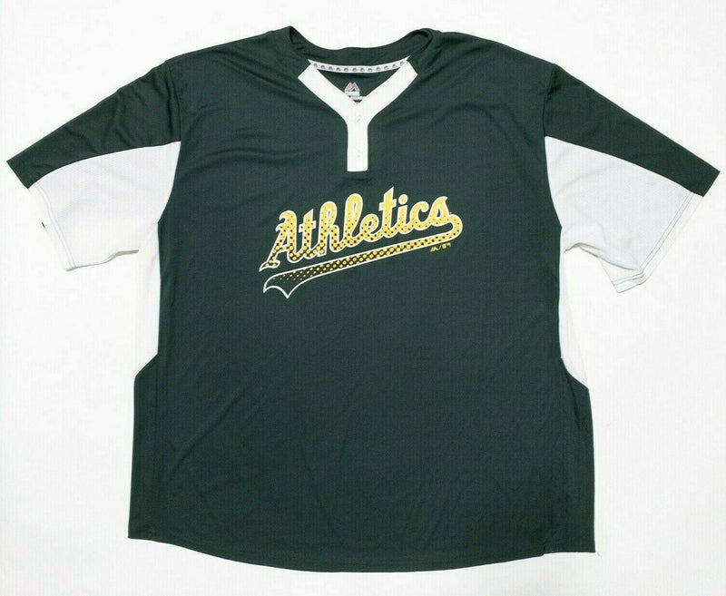 Oakland Athletics A's Majestic Jersey 3XL Men's Green White Henley Coolbase MLB