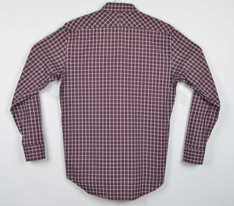 Billy Reid Men's Medium Standard Cut Red Plaid Spread Collar Button-Front Shirt