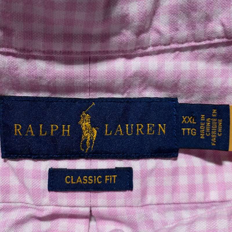 Polo Ralph Lauren Shirt Men's 2XL Classic Fit Pink Check Button-Down Long Sleeve